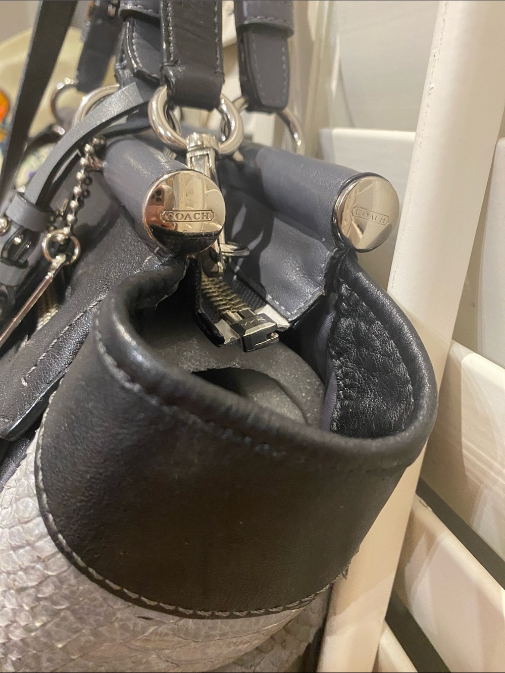 Y2K Coach Pinnacle Dowel Leather Satchel with Python detail - Picture 16 of 17